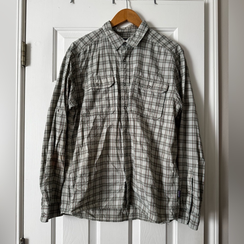 ⛰️ Patagonia Men's L Plaid Long-Sleeve Button-Up Nylon Blend 0535
